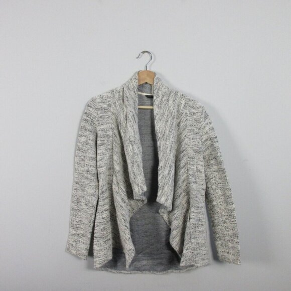 Club Monaco Open Draping Cardigan Sweater Women S Gray Cotton Blend Textured 398 - Picture 1 of 9